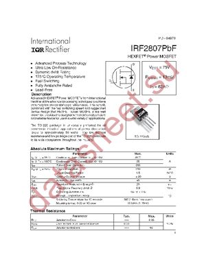 IRF2807PBF datasheet  